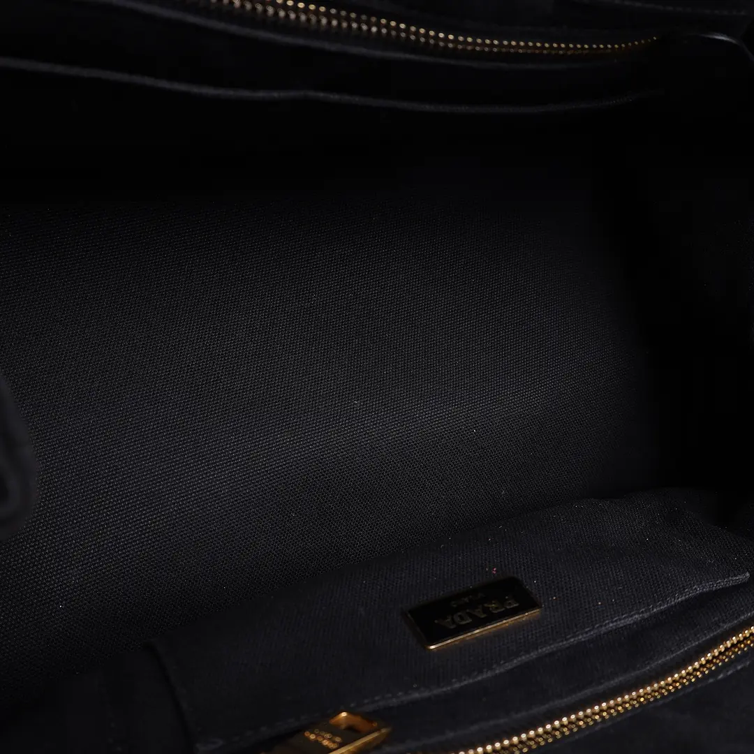Prada Canapa Black Canvas Small Tote Bag