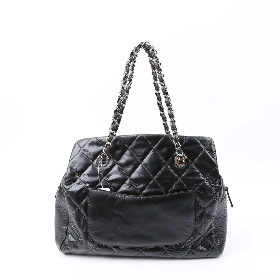 Chanel In the Business Black Glazed Calfskin Tote Bag