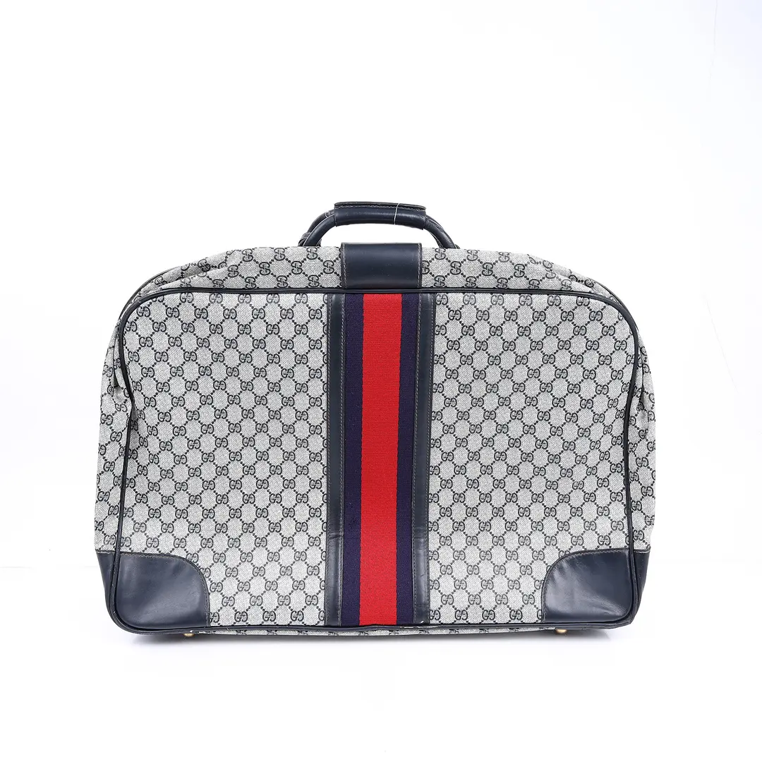 Gucci Vintage Web Blue GG Supreme Canvas Travel Bag
