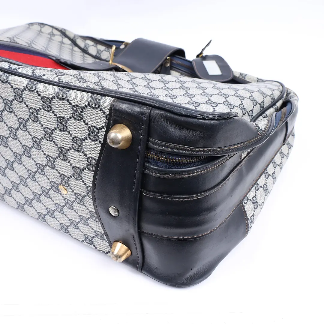 Gucci Vintage Web Blue GG Supreme Canvas Travel Bag