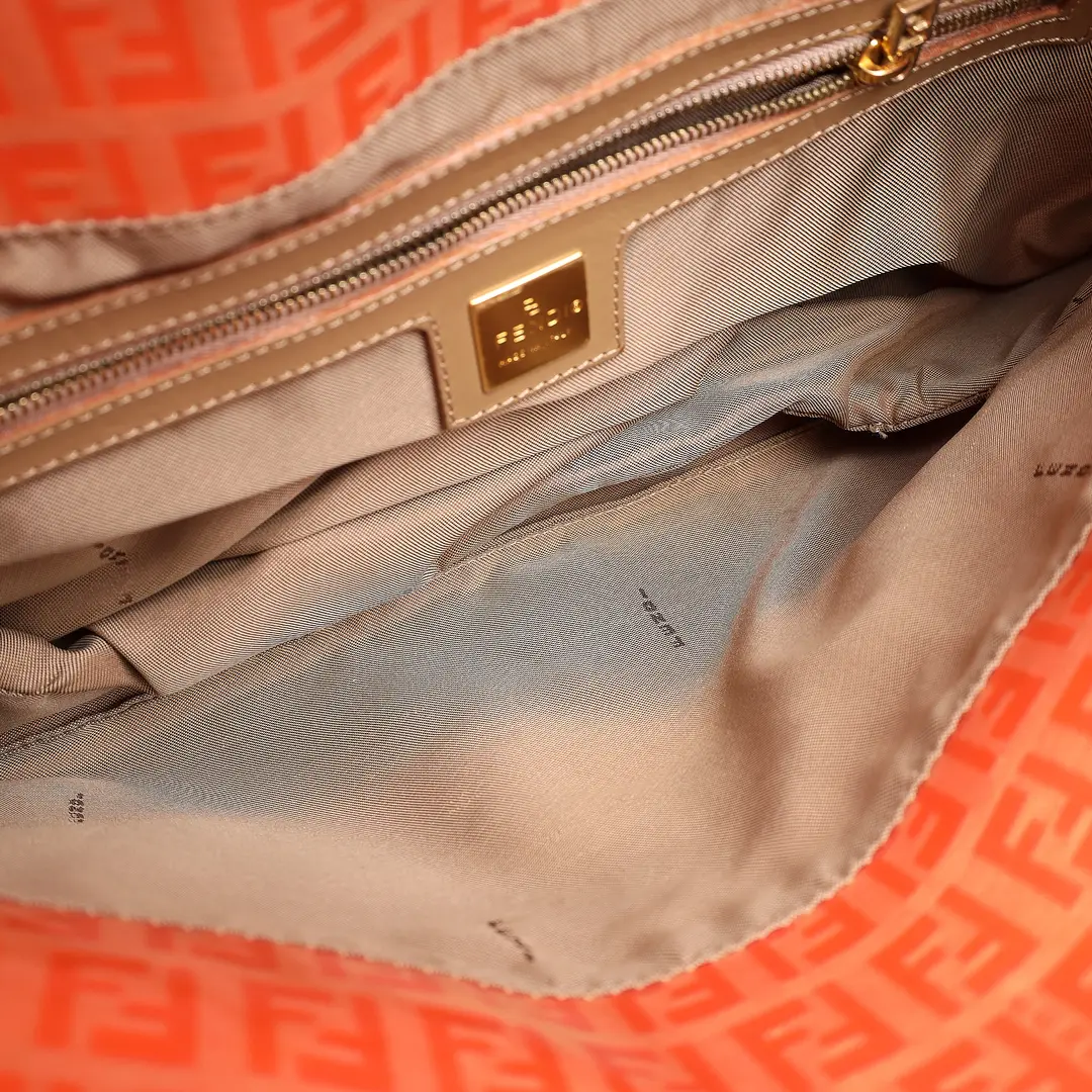 Fendi Zucchino Baguette Orange Coated Canvas Shoulder Bag