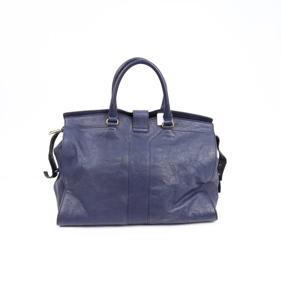 Yves Saint Laurent Cabas Chyc Blue Leather Tote Bag