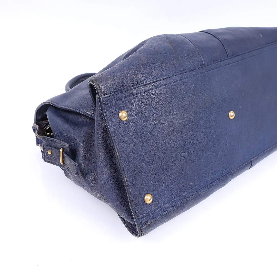 Yves Saint Laurent Cabas Chyc Blue Leather Tote Bag