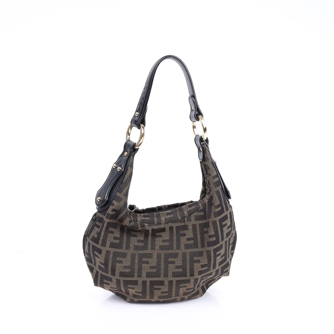 Fendi Zucca Chef Brown Canvas Shoulder Bag