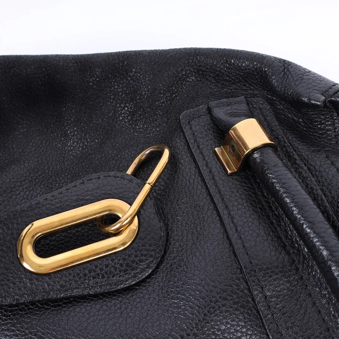 Chloe Paraty Black Pebbled Leather Shoulder Bag