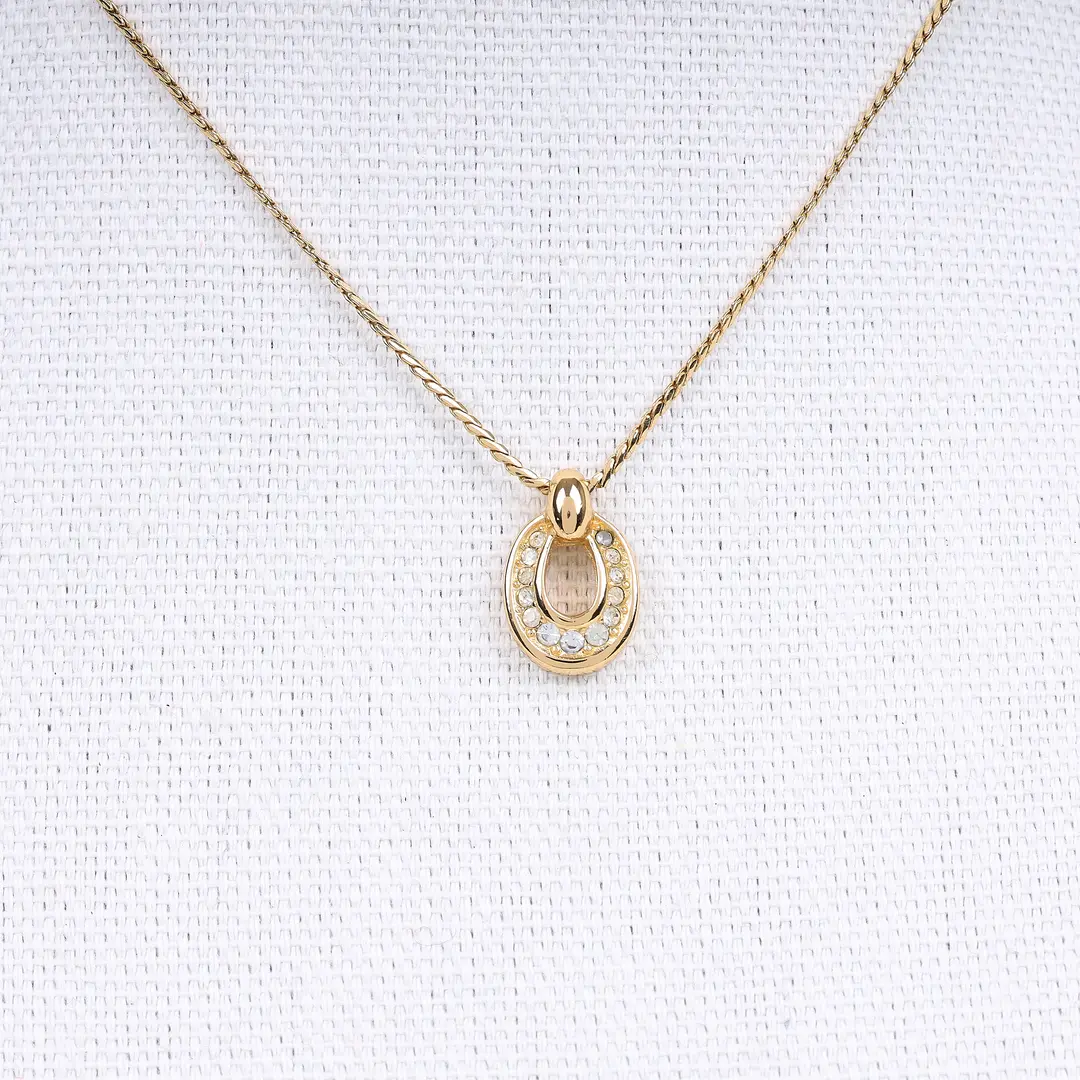 Christian Dior Vintage Horseshoe Gold Gold Plated Necklace