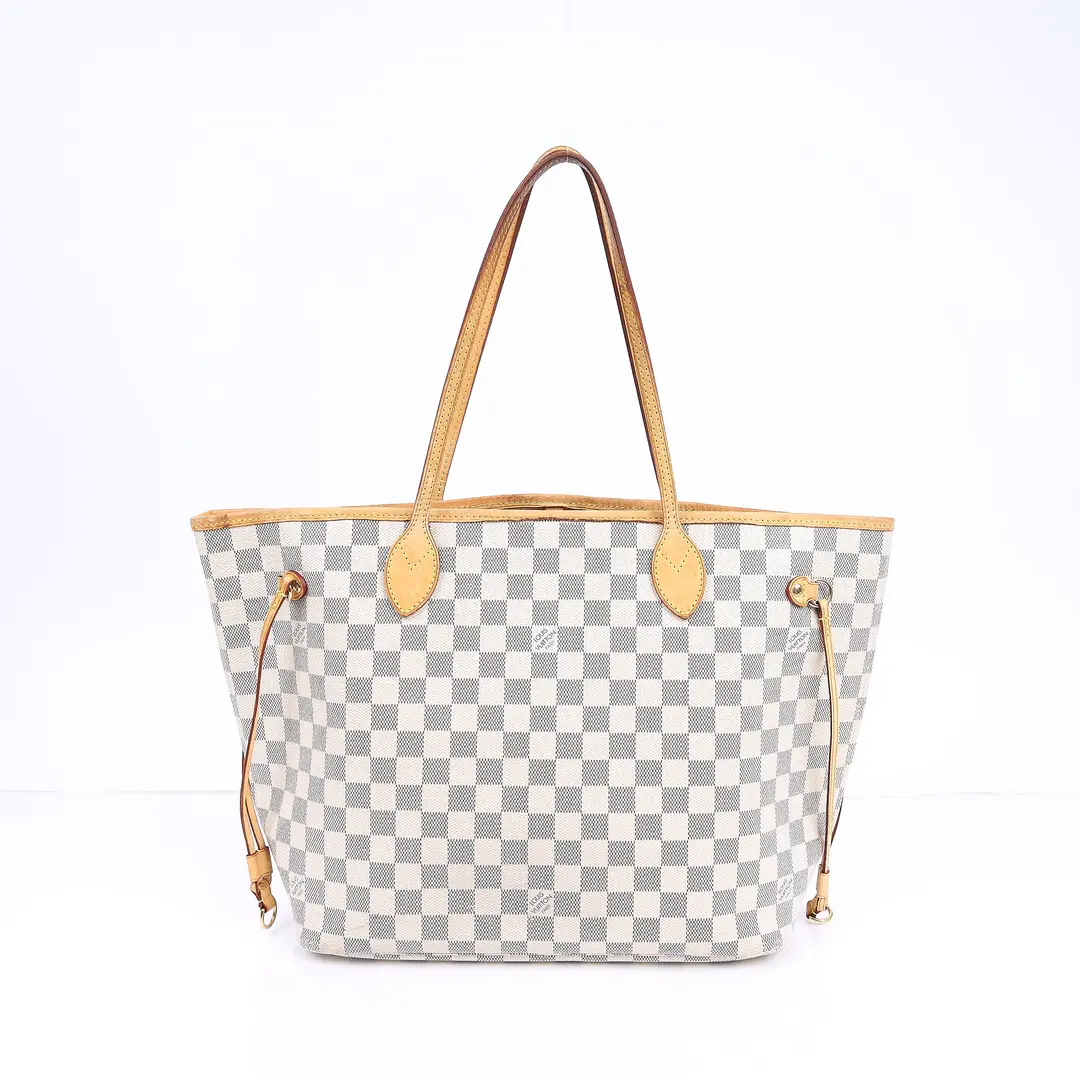 Louis Vuitton Neverfull MM White Damier Azur Tote Bag