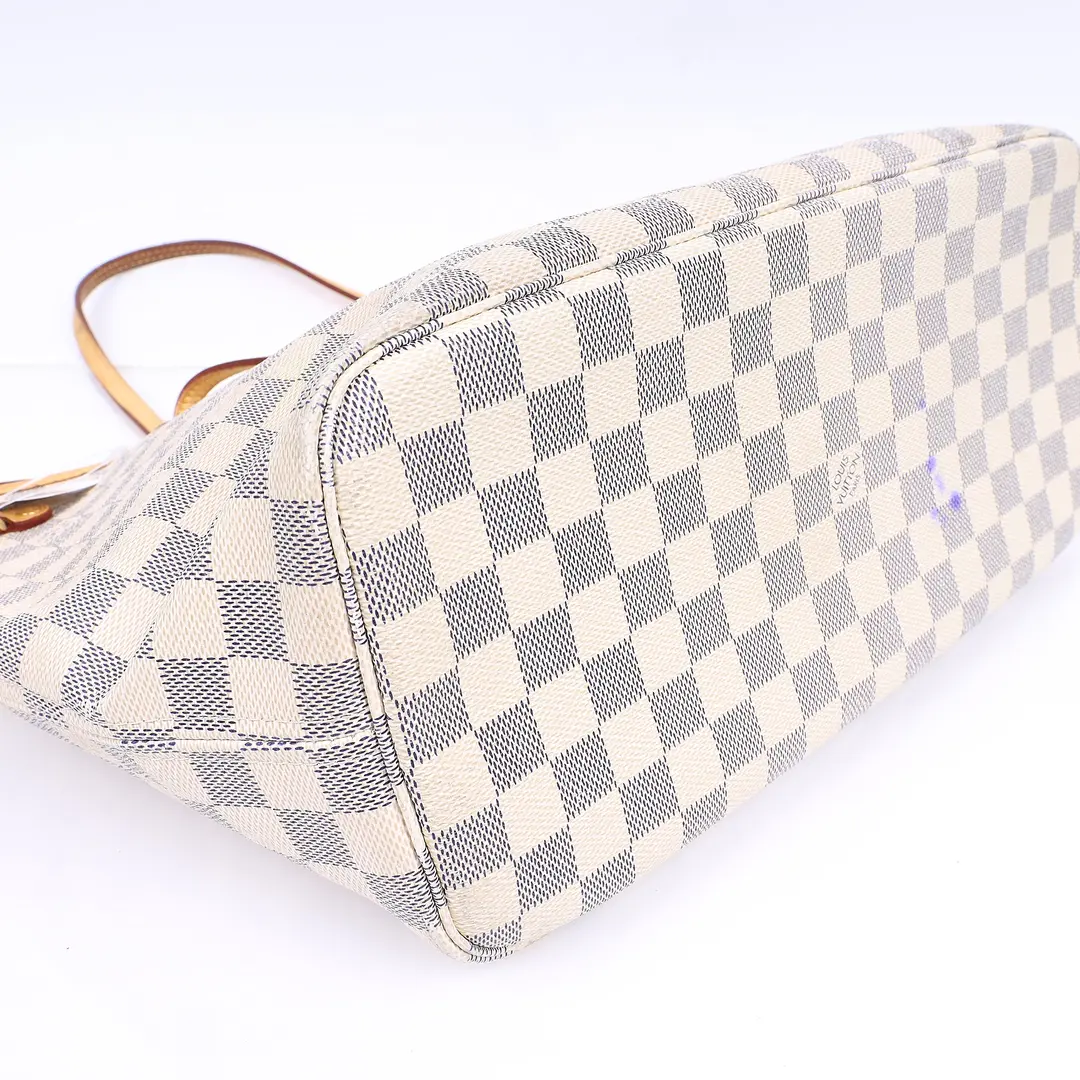 Louis Vuitton Neverfull MM White Damier Azur Tote Bag