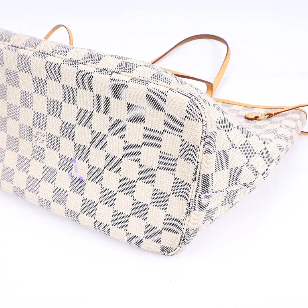 Louis Vuitton Neverfull MM White Damier Azur Tote Bag