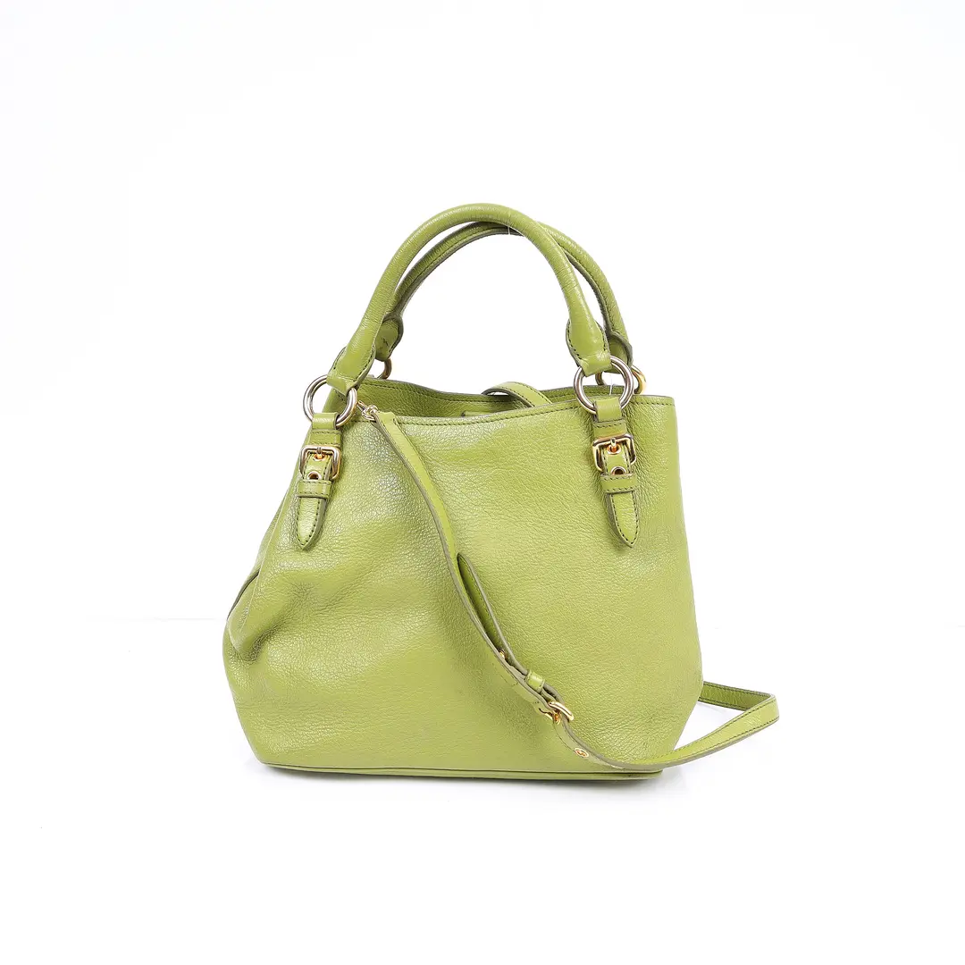 Miu Miu Vitello Phenix Green Leather Shoulder Bag