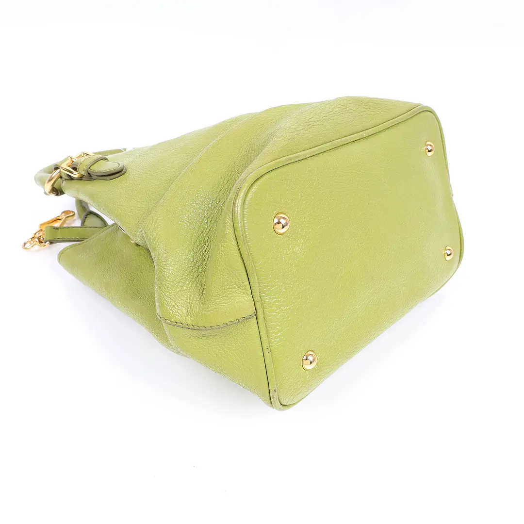 Miu Miu Vitello Phenix Green Leather Shoulder Bag
