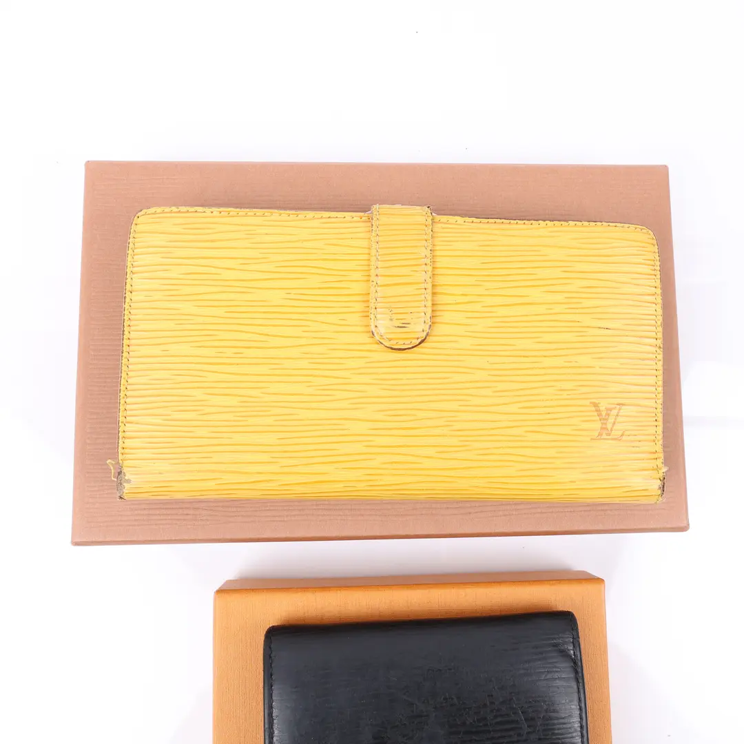 Louis Vuitton Epi Yellow Wallet and Black Key Case Set