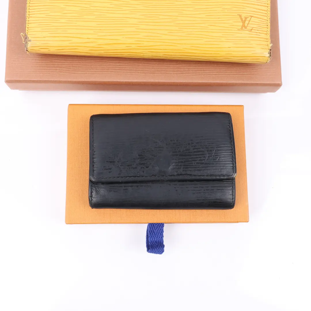 Louis Vuitton Epi Yellow Wallet and Black Key Case Set