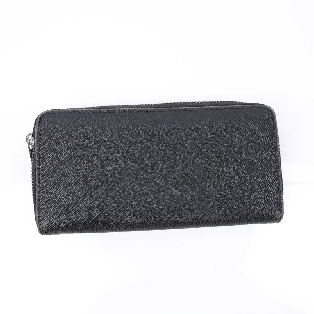 Coach Accordion Zip Black Leather Wallet