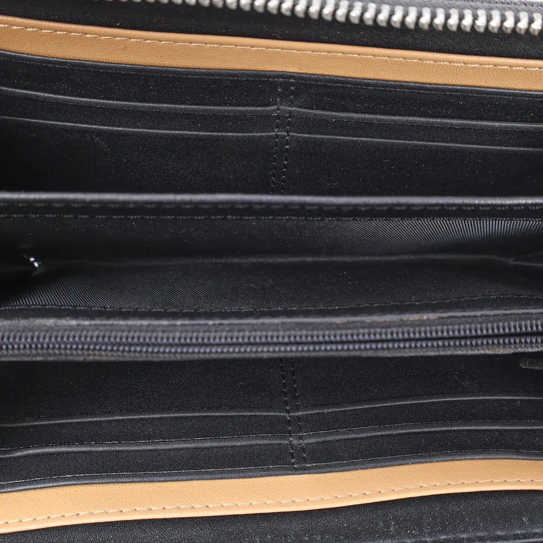 Coach Accordion Zip Black Leather Wallet