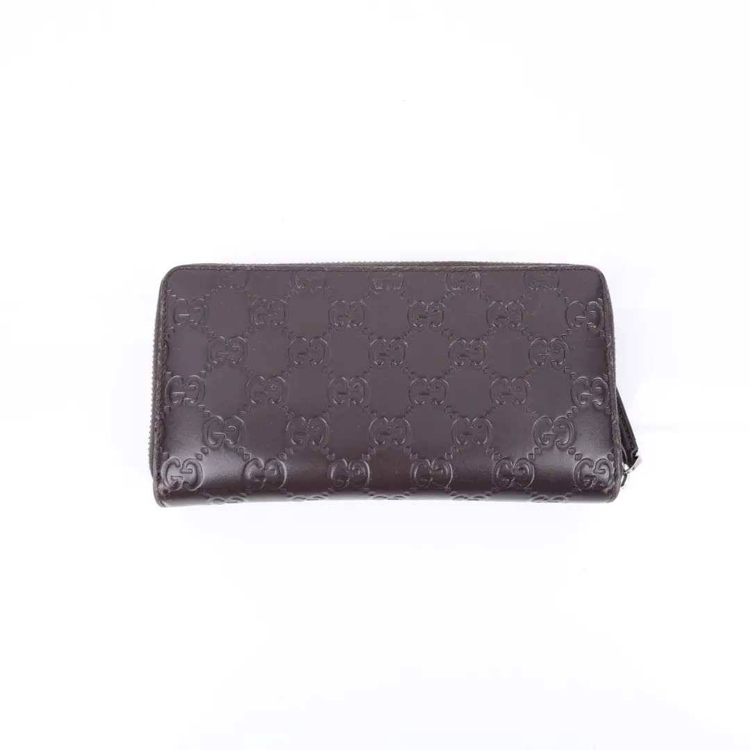 Gucci Guccissima Brown Leather Zippy Wallet