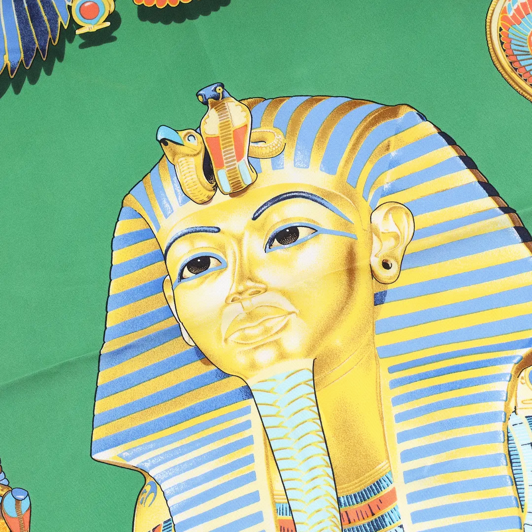 Hermes Tutankhamun Green Silk Carre 90 Scarf