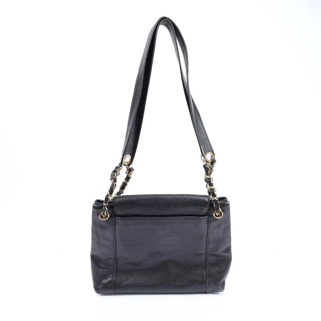 Chanel Vintage CC Flap Black Caviar Shoulder Bag