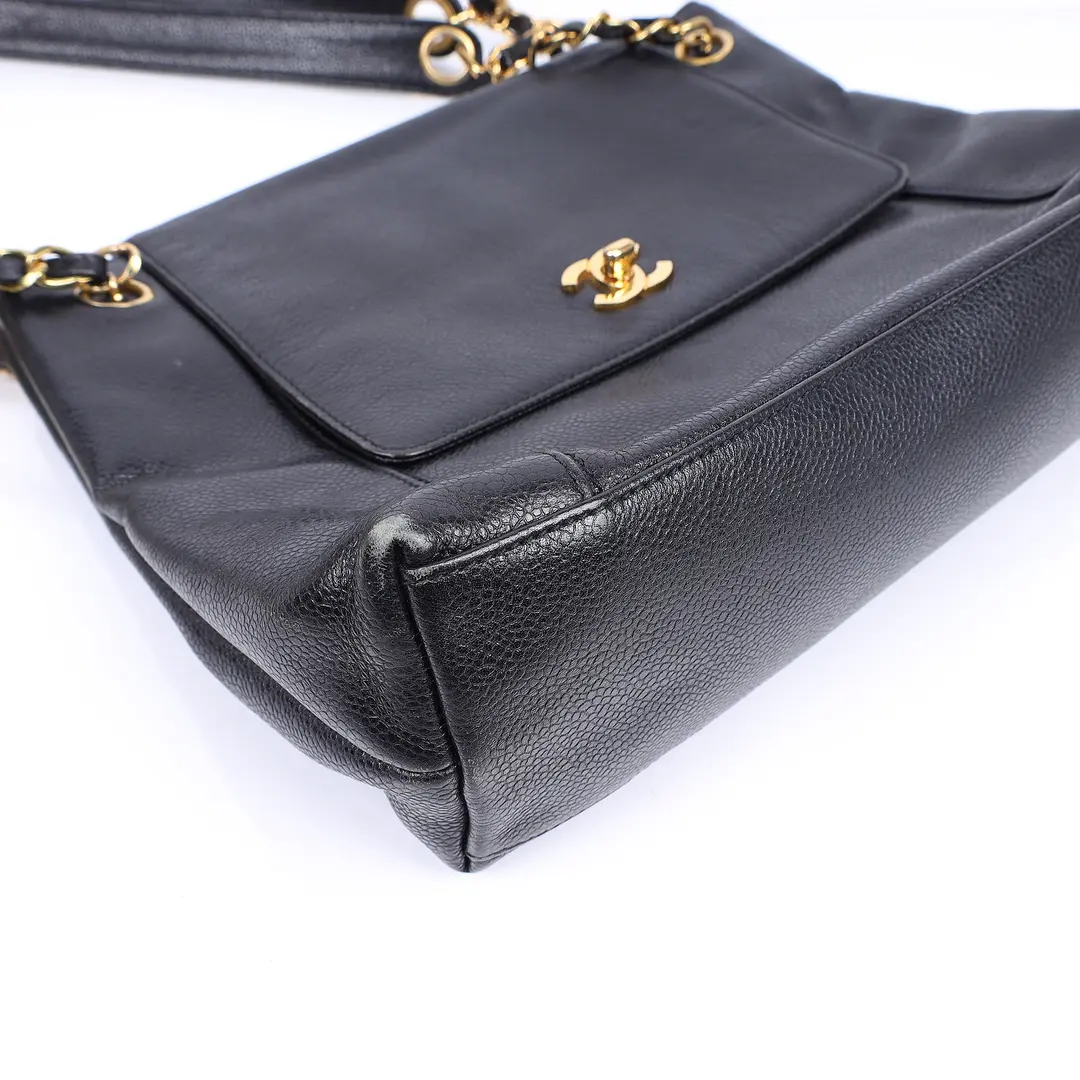 Chanel Vintage CC Flap Black Caviar Shoulder Bag