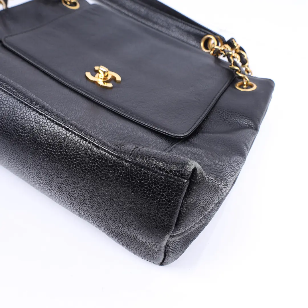 Chanel Vintage CC Flap Black Caviar Shoulder Bag