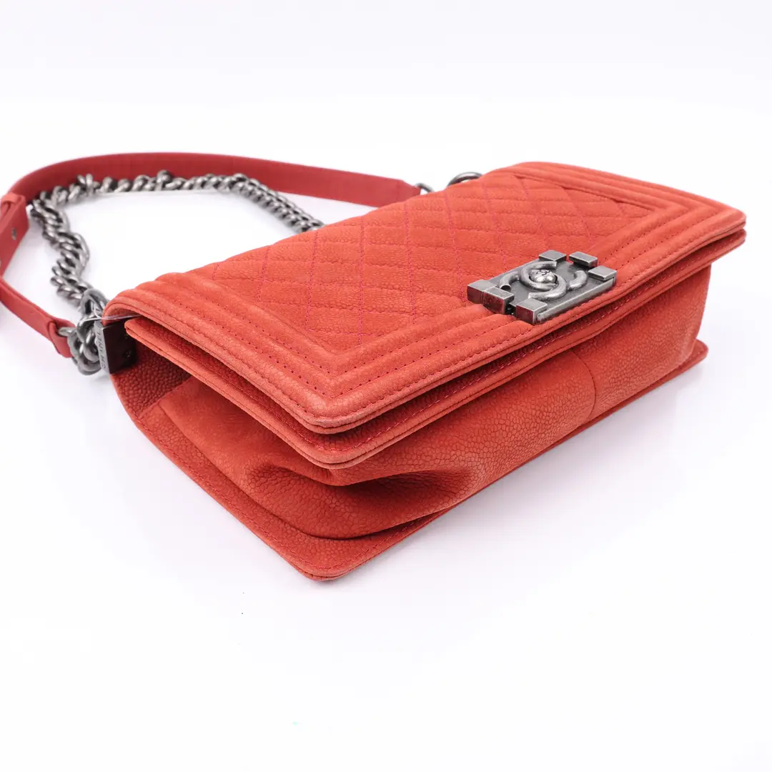 Chanel Boy Bag Red Caviar Medium Shoulder Bag