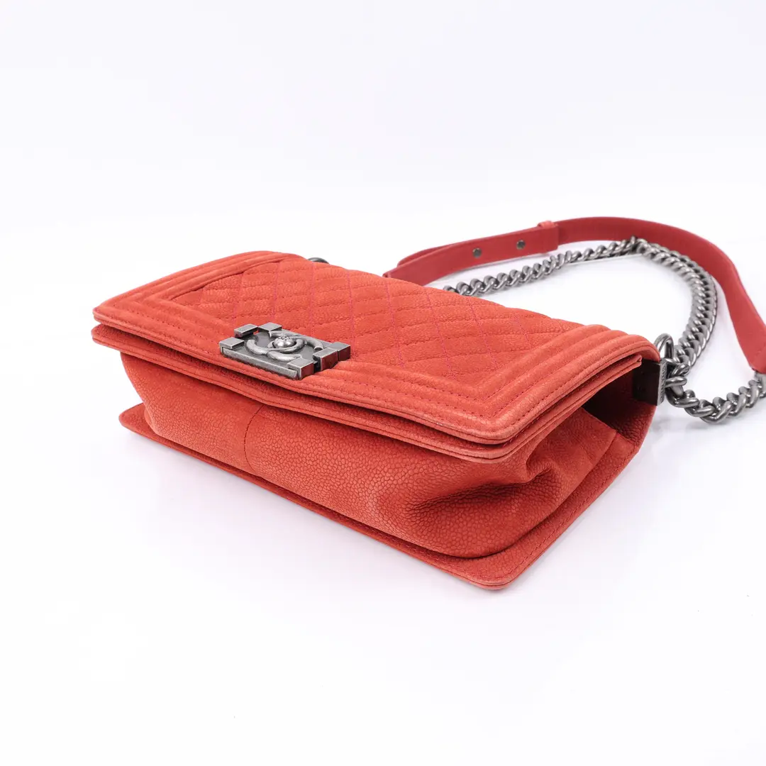 Chanel Boy Bag Red Caviar Medium Shoulder Bag