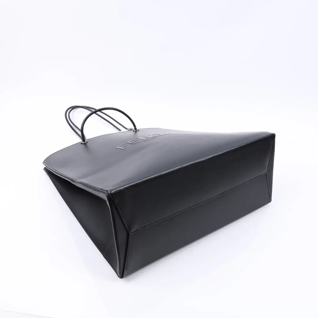 Fendi Roma Shopper Black Leather Tote Bag