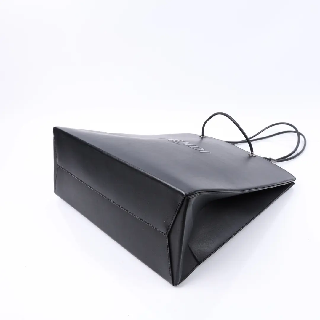 Fendi Roma Shopper Black Leather Tote Bag