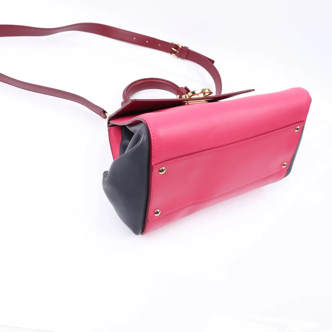 Salvatore Ferragamo Gancini Pink Red Leather Shoulder Bag