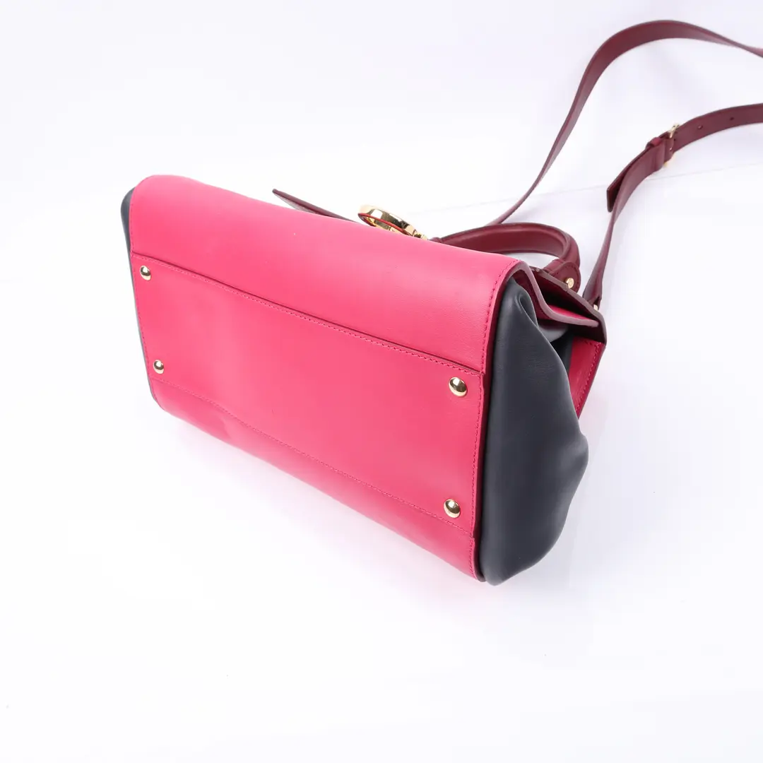 Salvatore Ferragamo Gancini Pink Red Leather Shoulder Bag