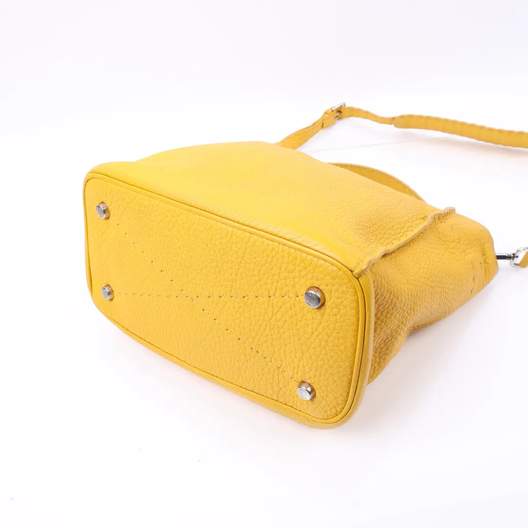 Fendi Selleria Villa Borghese Yellow Leather Shoulder Bag