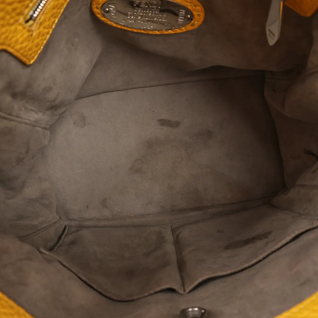 Fendi Selleria Villa Borghese Yellow Leather Shoulder Bag
