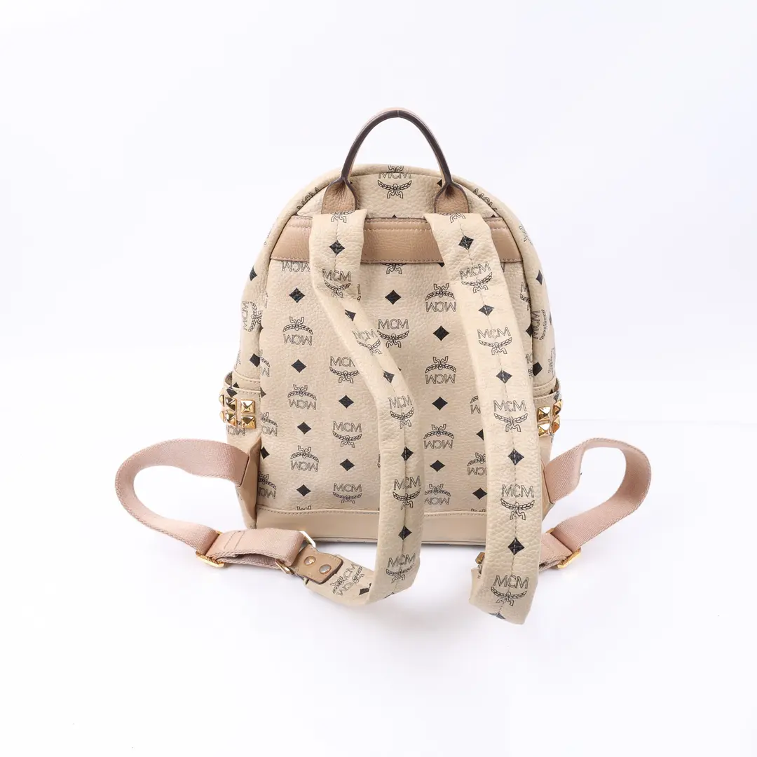 MCM Stark Beige Visetos Canvas Backpack