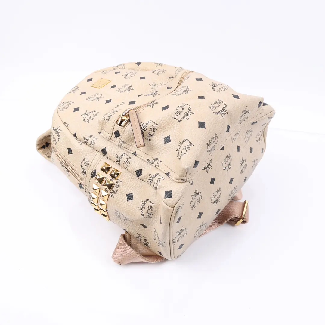 MCM Stark Beige Visetos Canvas Backpack