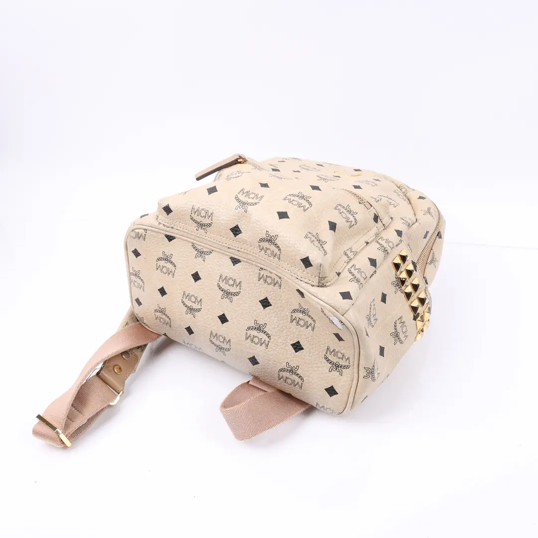 MCM Stark Beige Visetos Canvas Backpack