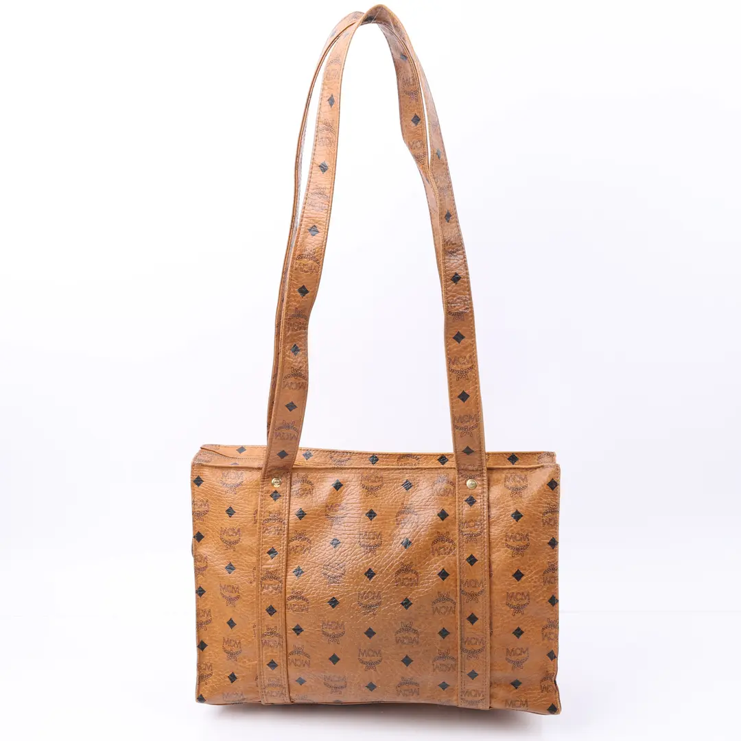 MCM Visetos Brown Coated Canvas Shoulder Bag