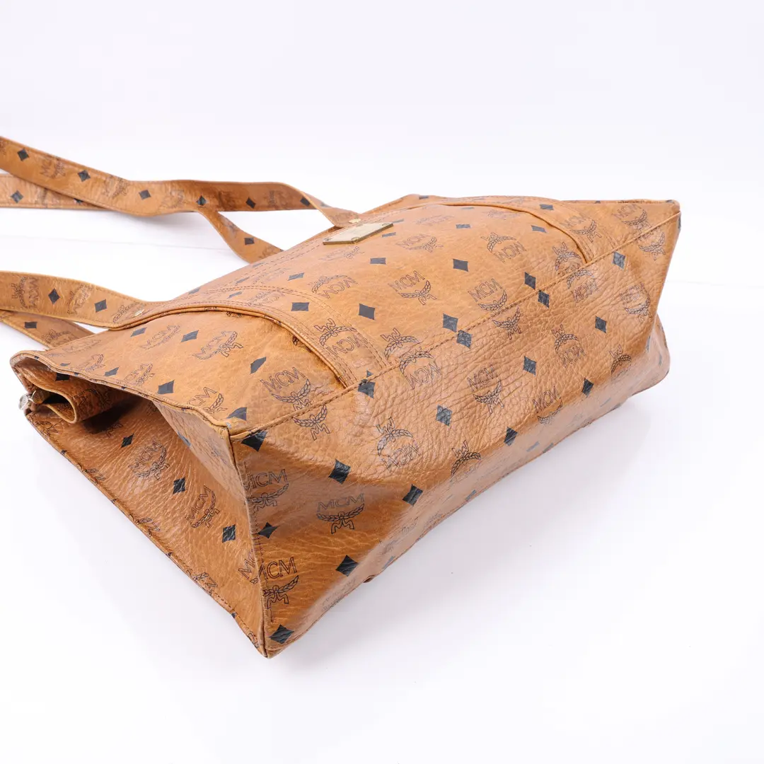 MCM Visetos Brown Coated Canvas Shoulder Bag