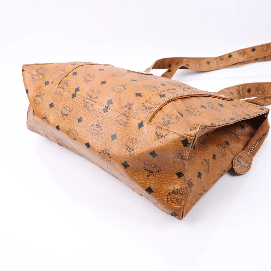 MCM Visetos Brown Coated Canvas Shoulder Bag