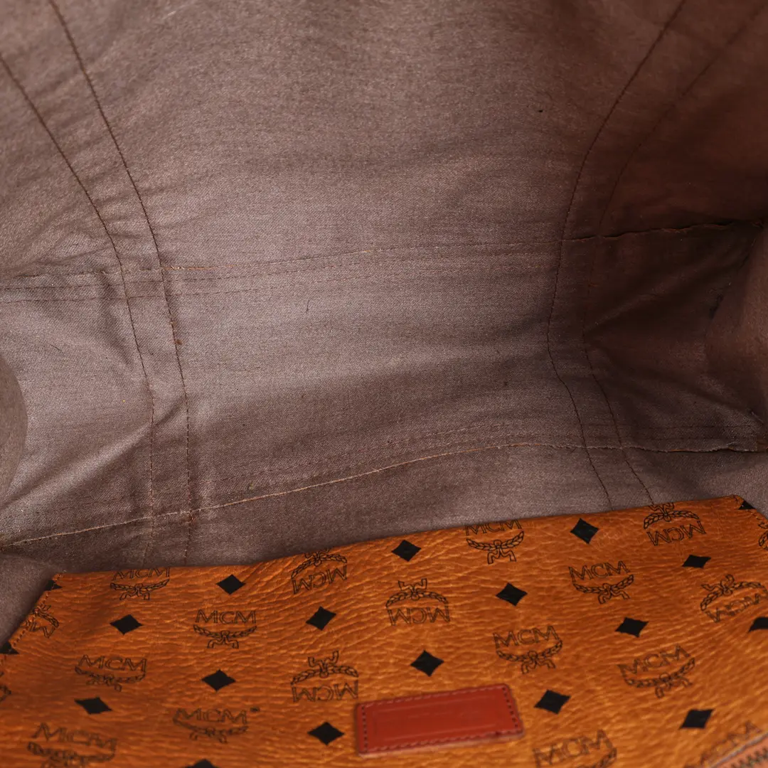 MCM Visetos Brown Coated Canvas Shoulder Bag
