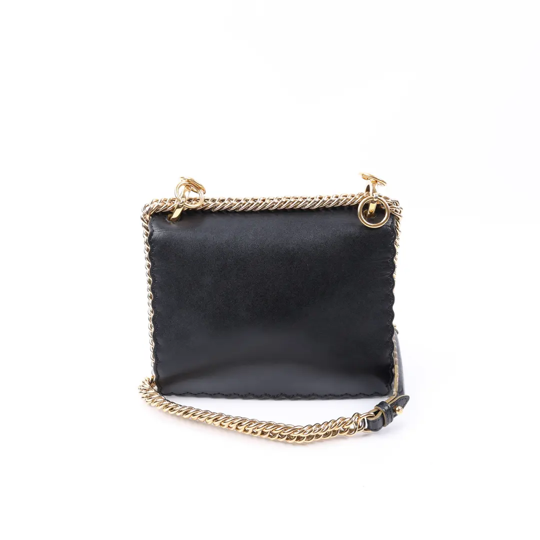 Fendi Kan I Black Leather Small Shoulder Bag