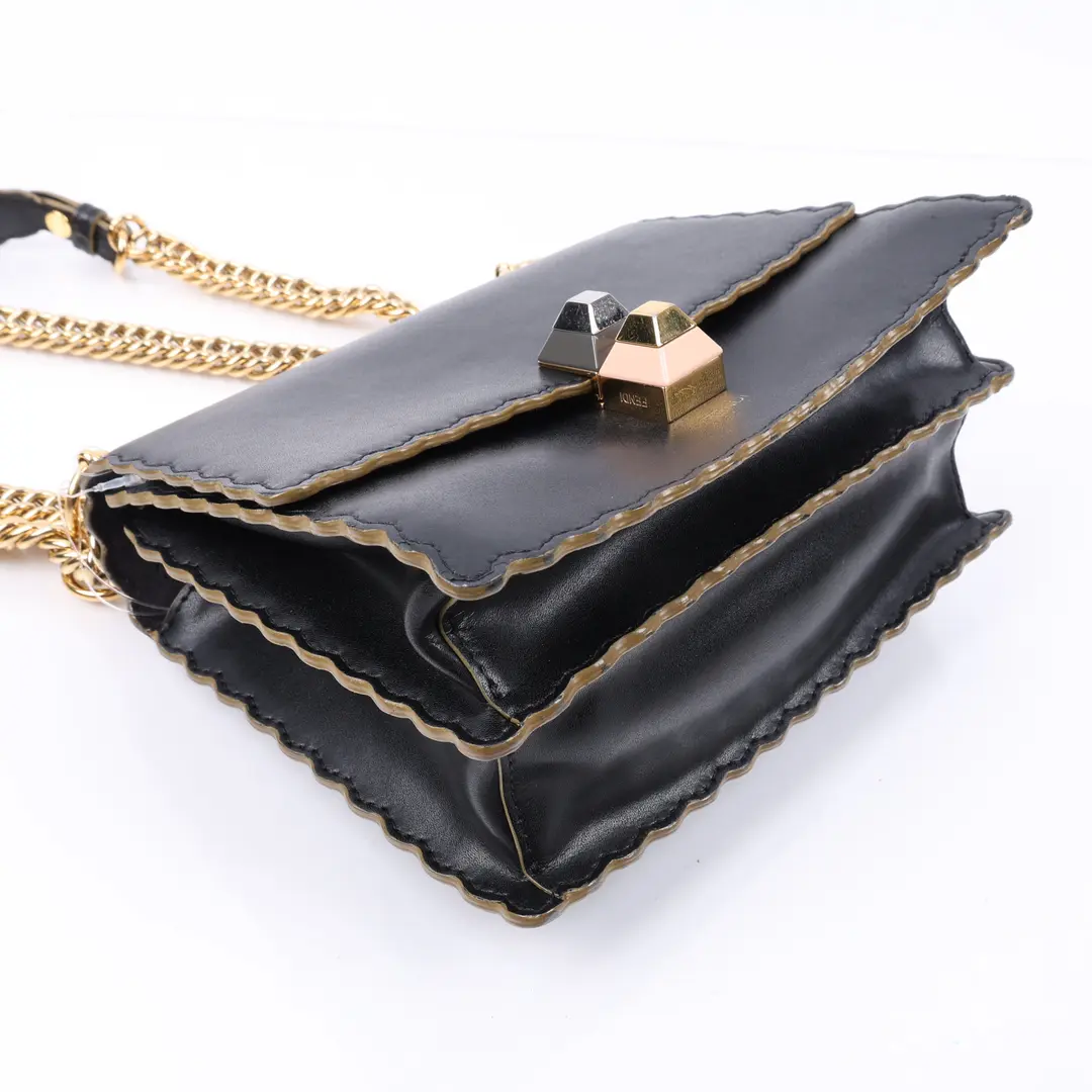 Fendi Kan I Black Leather Small Shoulder Bag