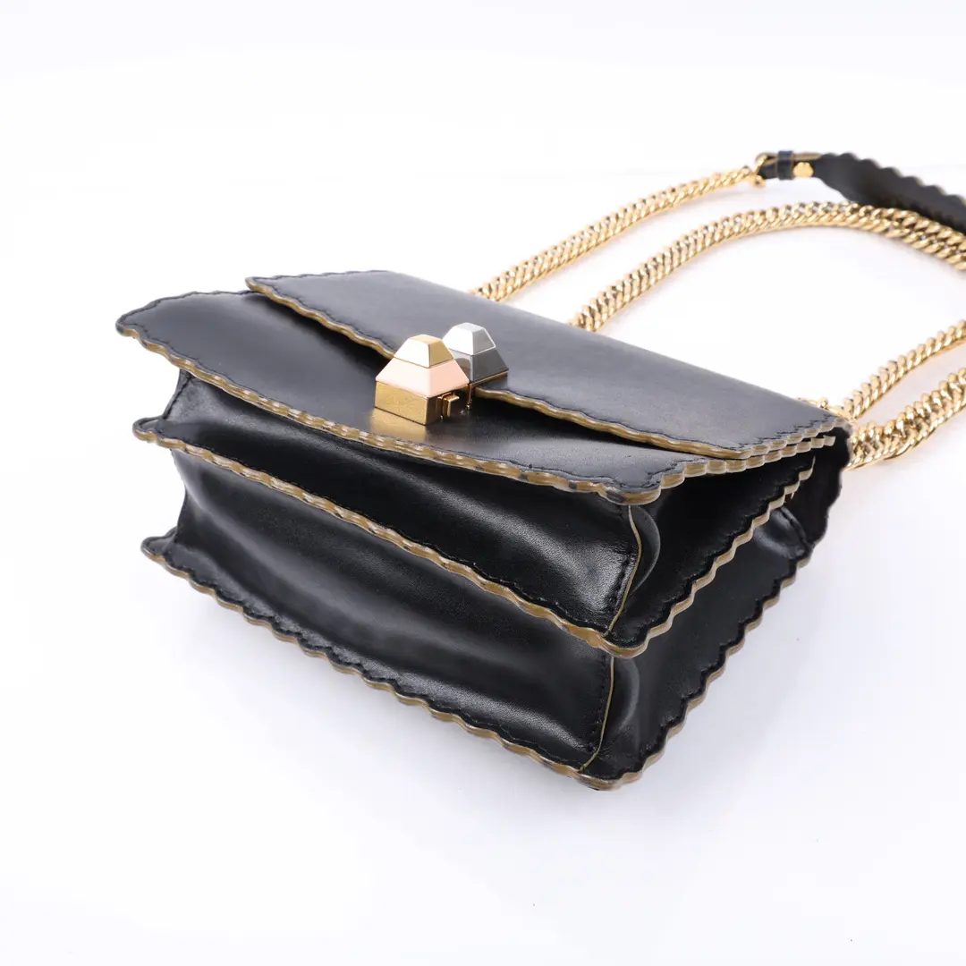 Fendi Kan I Black Leather Small Shoulder Bag
