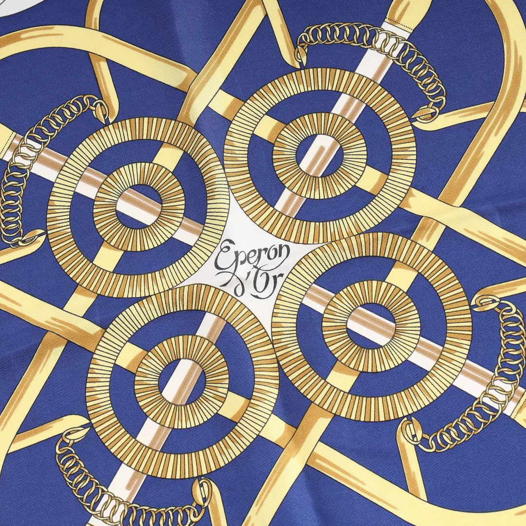 Hermes Eperon d'Or Blue Silk Scarf