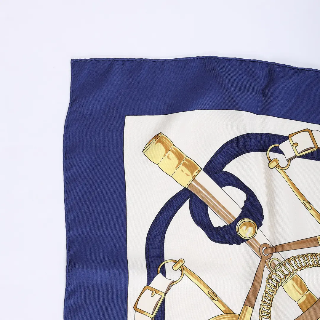 Hermes Eperon d'Or Blue Silk Scarf