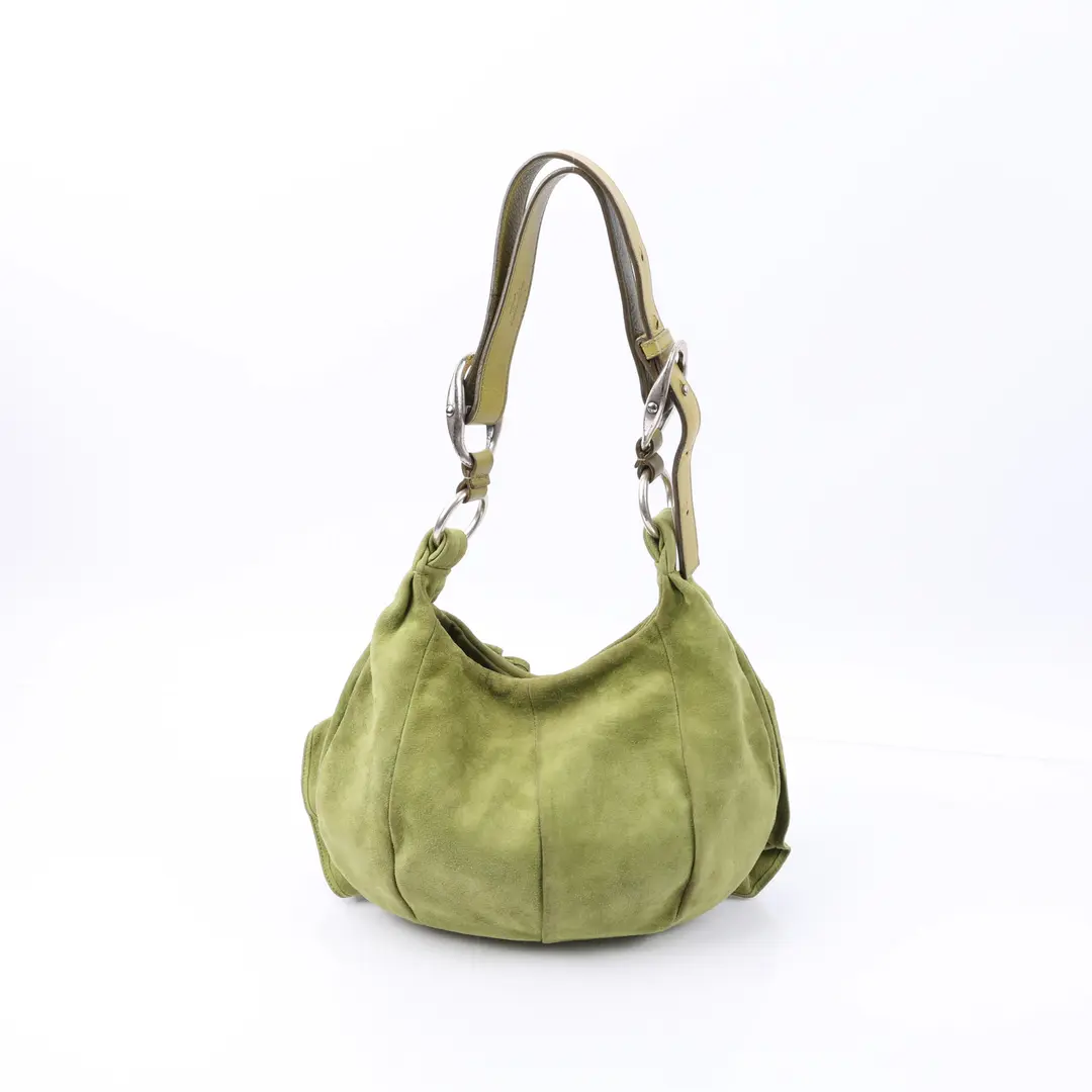 Yves Saint Laurent Nadir Rose Green Suede Shoulder Bag