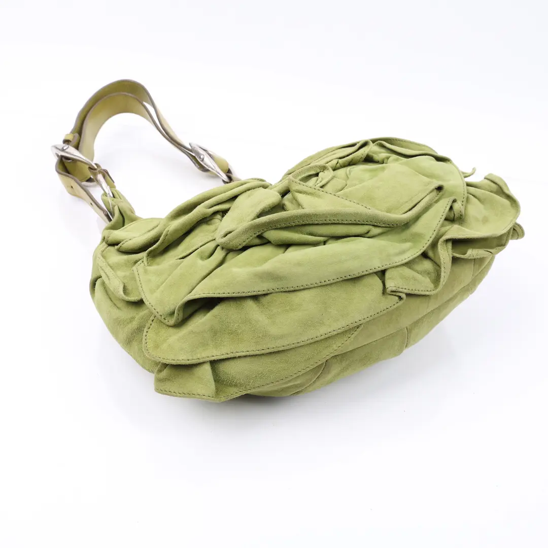 Yves Saint Laurent Nadir Rose Green Suede Shoulder Bag