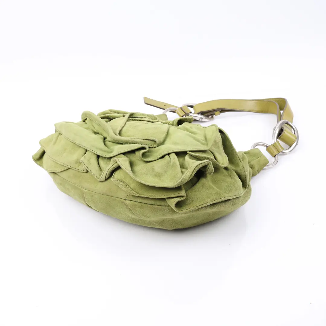 Yves Saint Laurent Nadir Rose Green Suede Shoulder Bag