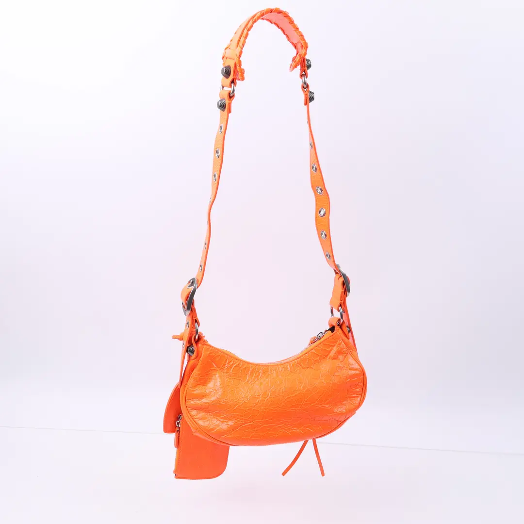 Balenciaga Le Cagole XS Orange Arena Lambskin Shoulder Bag