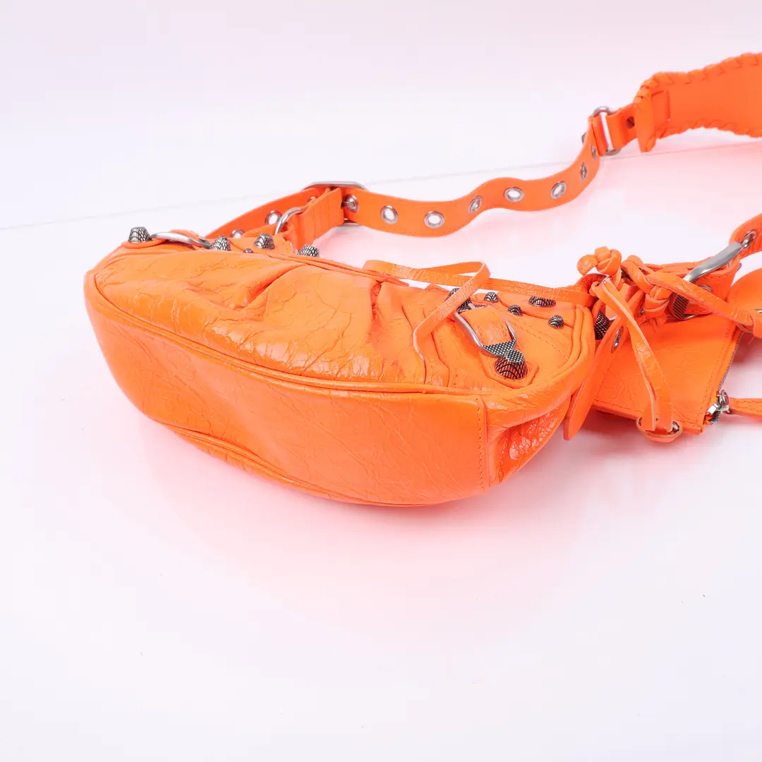 Balenciaga Le Cagole XS Orange Arena Lambskin Shoulder Bag