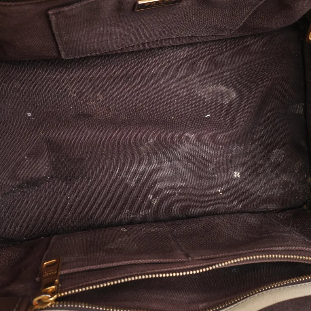 Prada Canapa Righe Brown Canvas Mini Tote Bag